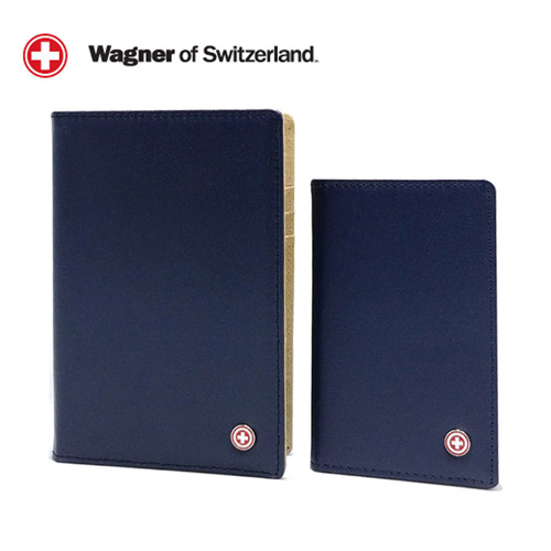 SwissWagner 천연소가죽 여권지갑세트(네이비)_선물포장출고