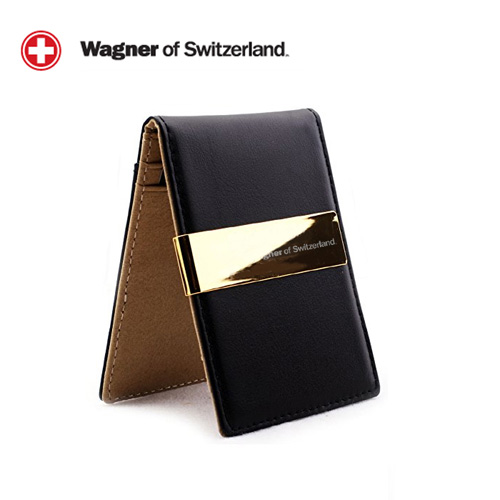 SwissWagner 천연소가죽 머니클립24k도금(블랙_선물포장출고)